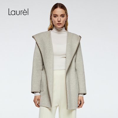 Laurel劳芮新款连帽系带中长款大衣LWD364D00900