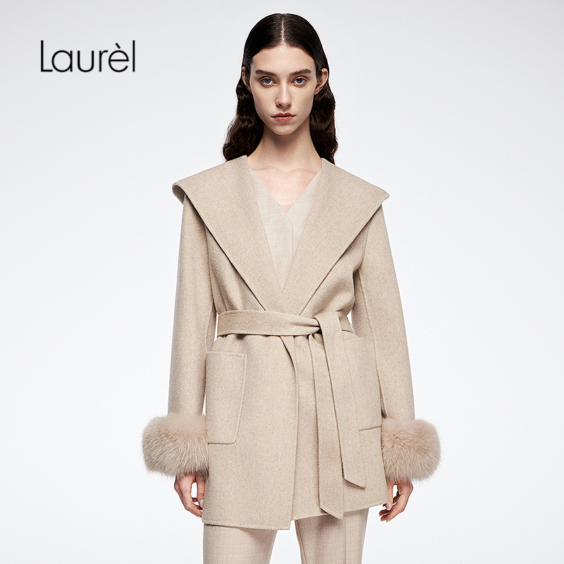 【鄂尔多斯山羊绒】Laurel劳芮25秋新款连帽短款大衣LWL364D05500