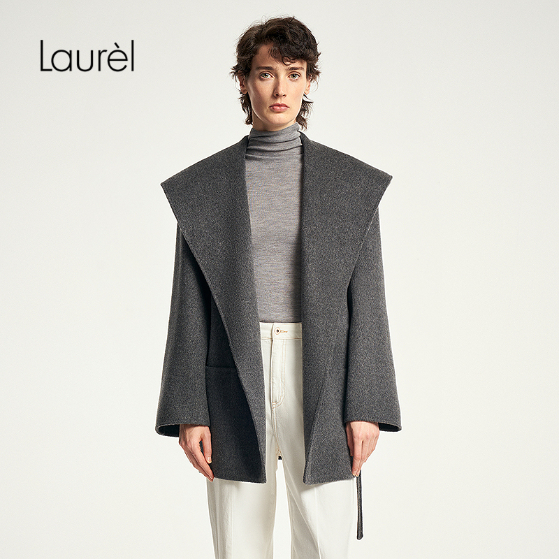 【绵羊毛】Laurel劳芮秋冬新款羊毛收腰短款大衣女LWD333D06400