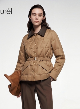 【白鹅绒】Laurel劳芮新款羊皮衬衫式翻领羽绒服LWD364L02600