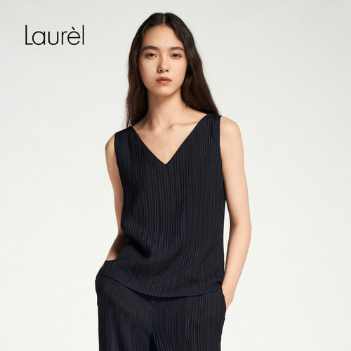 【桑蚕丝】Laurel劳芮新款压褶真丝两面穿背心女LWL353B00400