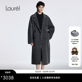 戗驳领双排扣长款 Laurel劳芮新款 大衣LWD354D04500 绵羊毛