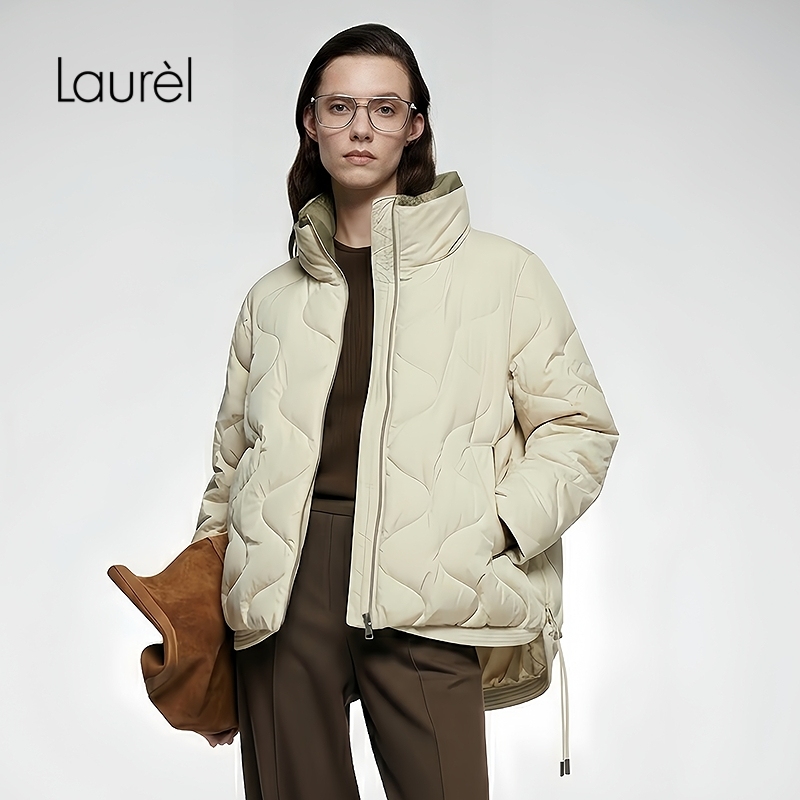 【白鹅绒】Laurel劳芮25秋新款波浪形立领短款羽绒服LWD346L00200