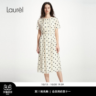 复古法式 Laurel劳芮新款 波点连衣裙女LWD351Y08200 莱赛尔