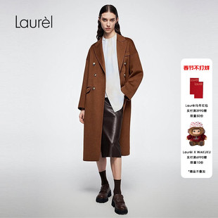 【山羊绒】Laurel劳芮新款西装领宽松长款大衣LWD366D028DX