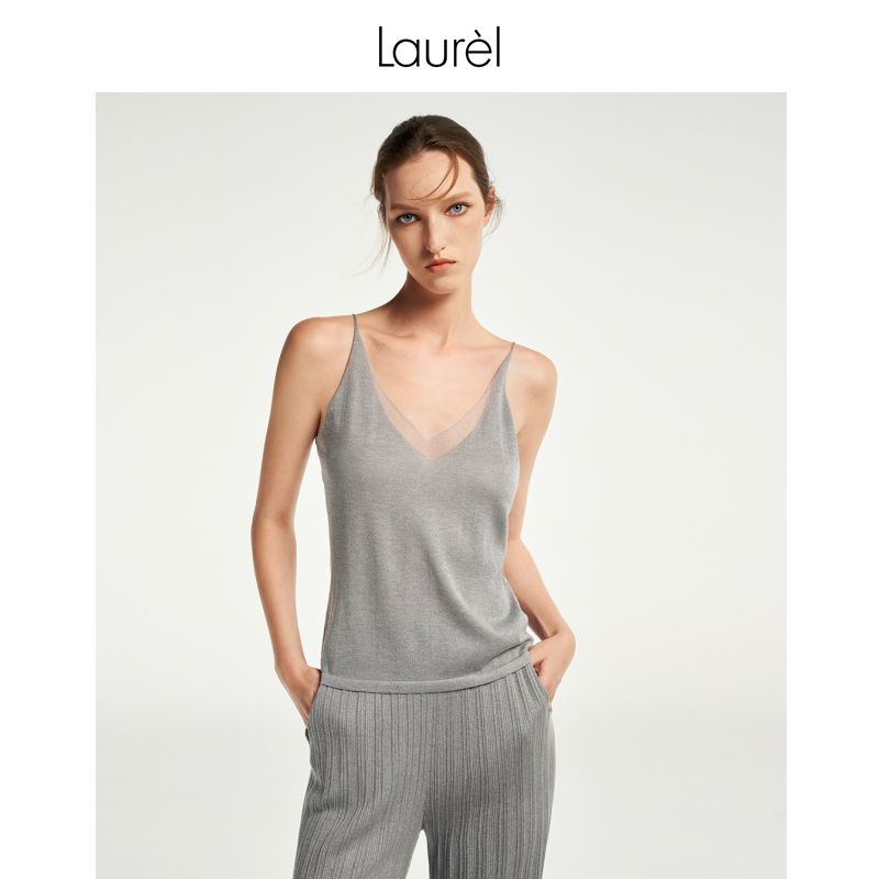 LAUREL经典简约双层V领吊带背心