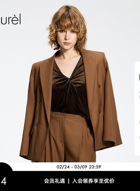 【三醋酸丝绒质感】Laurel劳芮26春新款修身扭结上衣LWL371C05200