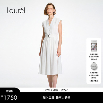 【醋酯纤维】Laurel劳芮26夏新款V领收腰无袖连衣裙LWD375Y06200