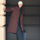 Laurel劳芮25春新款 白鹅绒 巴恩风连帽羽绒服女LWD364L00200