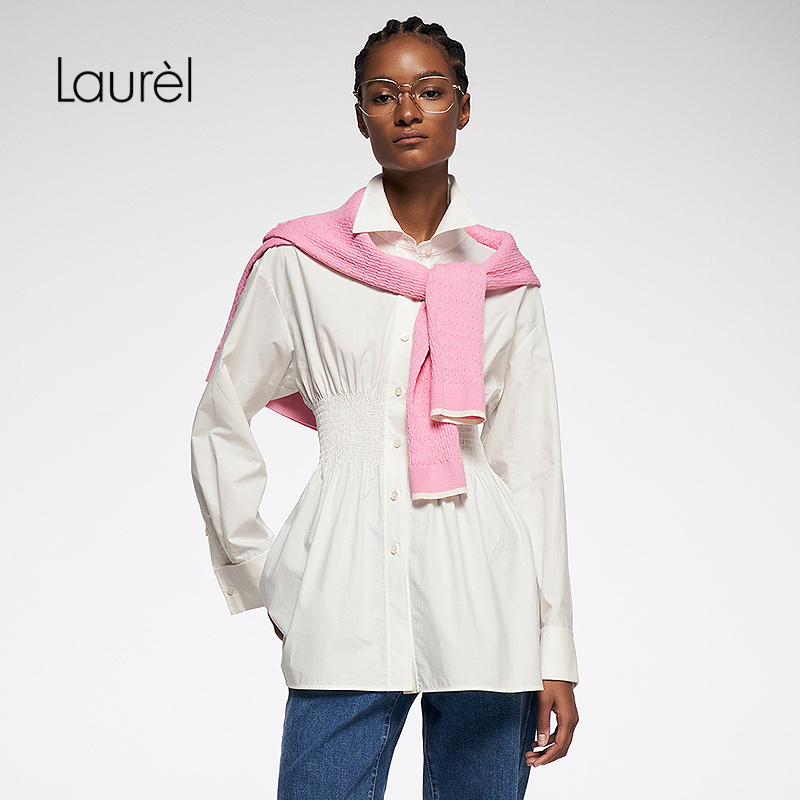 【长绒棉】Laurel劳芮25秋新款德式打揽收腰A摆衬衣LWL363C02500