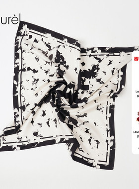 【桑蚕丝】Laurel劳芮新款黑白印花桑蚕丝方巾LWL353P00100