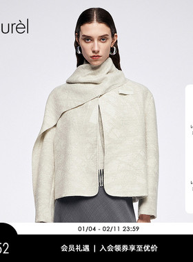 【环保羊驼毛提花料】Laurel劳芮新款皮扣大衣LWL364D04600