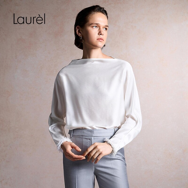 【19mm弹力桑波缎】Laurel劳芮26春新款一字平领衬衫LWL371C03500