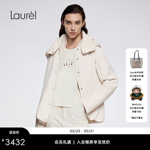 宽松短款 Laurel劳芮新款 连帽羽绒服LWD366L00500 白鹅绒