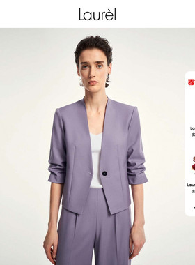 【轻薄绵羊毛】Laurel劳芮新款高智无领收腰西服女LWD353T02300