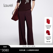 女LWL363K05100 Laurel劳芮新款 人字纹三醋酸 柏林折影西裤