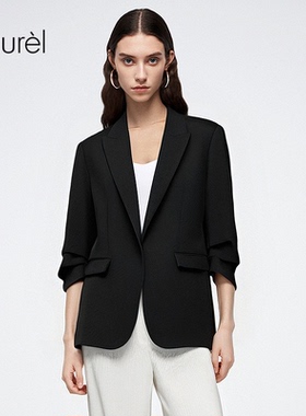 Laurel劳芮新款七分袖褶皱收腰西装LWD366T02400