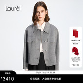 绵羊毛 Laurel劳芮新款 宽松经典 翻领短款 大衣LWL355D16000