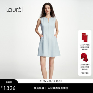 Laurel劳芮新款淡人航海高腰线收腰合身连衣裙女LWD345Y01100