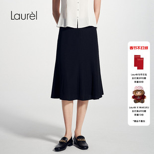 Laurel劳芮新款缎感波浪散摆高智精英半裙女LWD351Q02400