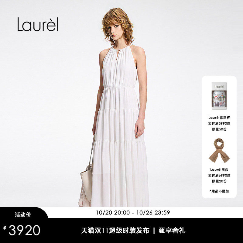 【醋酯纤维】Laurel劳芮26早秋款竖条肌理无袖长裙LWD366Y05500