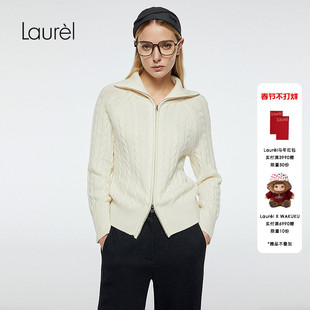 Laurel劳芮新款高智感翻领扭花毛衫LWD363M01600