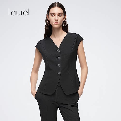 【绵羊毛】Laurel劳芮新款无袖V领西装马甲女LWD366B00200