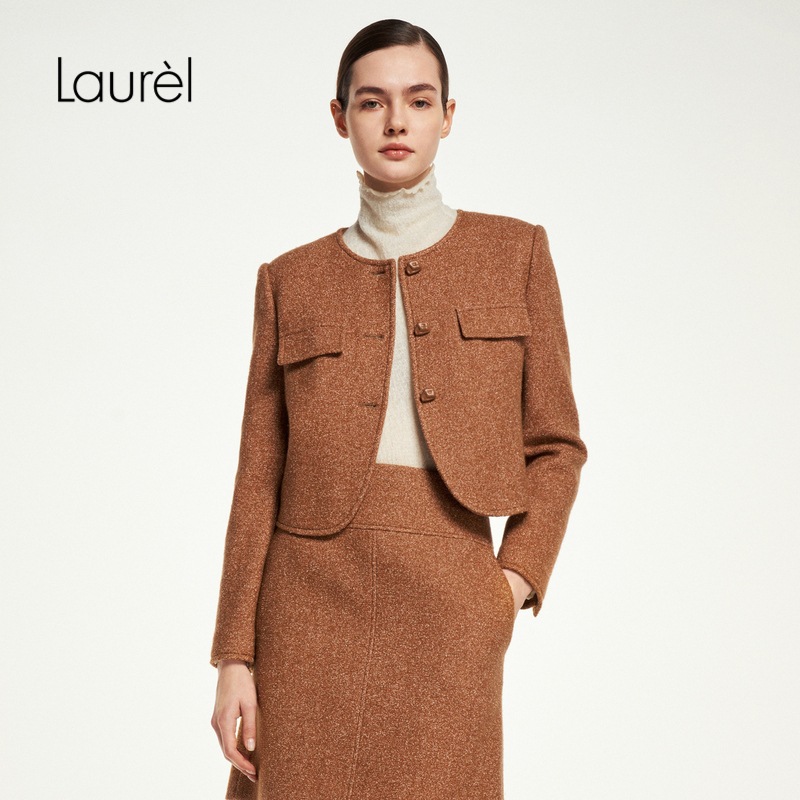 【大乐严选】【小香风】Laurel劳芮新款可露丽果壳棕短款外套