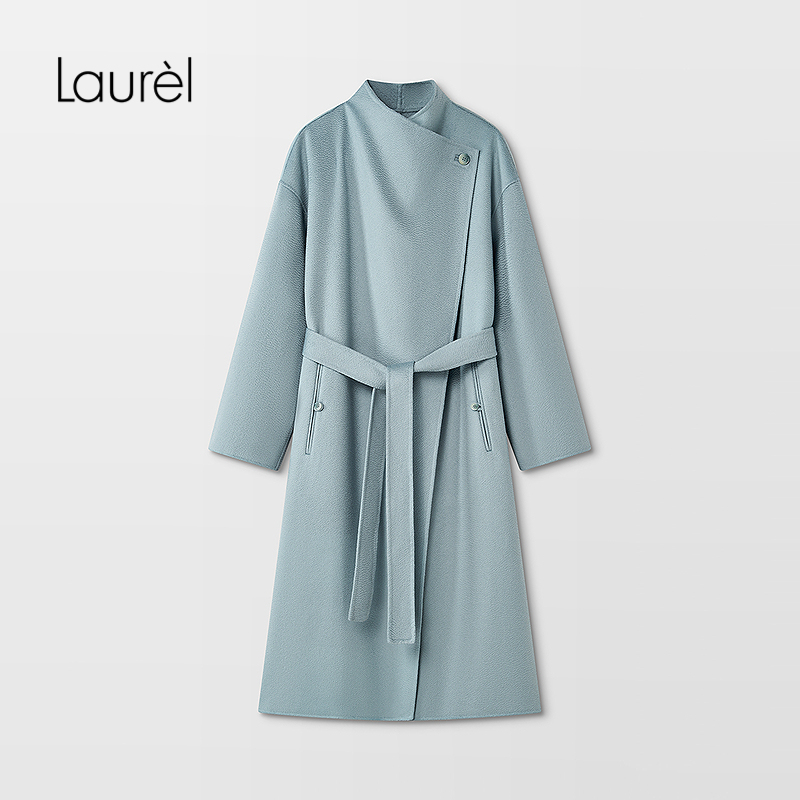 【680g水波纹羊绒】Laurel劳芮25秋新款立裁长款大衣LWL364D01700