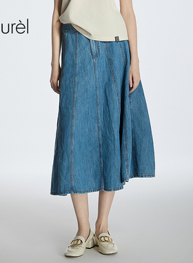【长绒棉】Laurel劳芮新款复古靛蓝牛仔半裙女LWD363Q02400