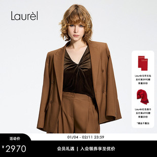 【三醋酸丝绒质感】Laurel劳芮26春新款修身扭结上衣LWL371C05200