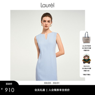 连衣裙LWD341Y05800 显瘦小V领无袖 Laurel劳芮春夏经典 通勤修身