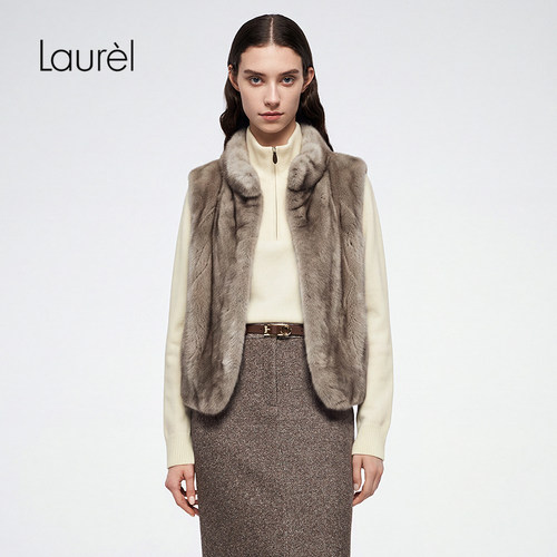 【水貂毛皮】Laurel劳芮秋冬款立领水貂皮草背心马甲LWD366S00500