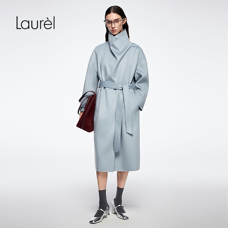 【680g水波纹羊绒】Laurel劳芮25秋新款立裁长款大衣LWL364D01700