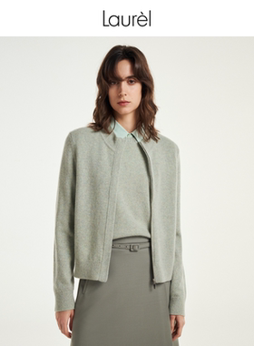 【山羊绒】Laurel劳芮春新款羊绒夹克式拉链开衫女LWL351M00900