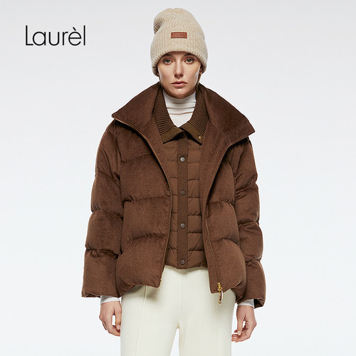 【白鹅绒】Laurel劳芮新款丝驼绒面包短款羽绒服LWD354L02600