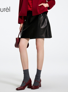 【羊皮革】Laurel劳芮26春新款简影羊皮半裙LWL371X00800