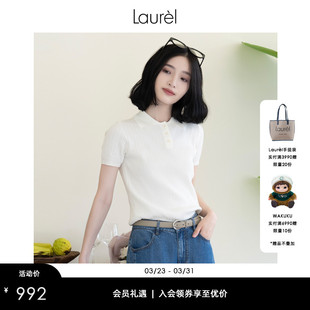 miu系针织衫 POLO领短款 Laurel劳芮新款 LWD343M05100 进口醋酸