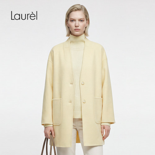【绵羊毛】Laurel劳芮26早秋新款晨曦黄水波纹短大衣LWL374D03200