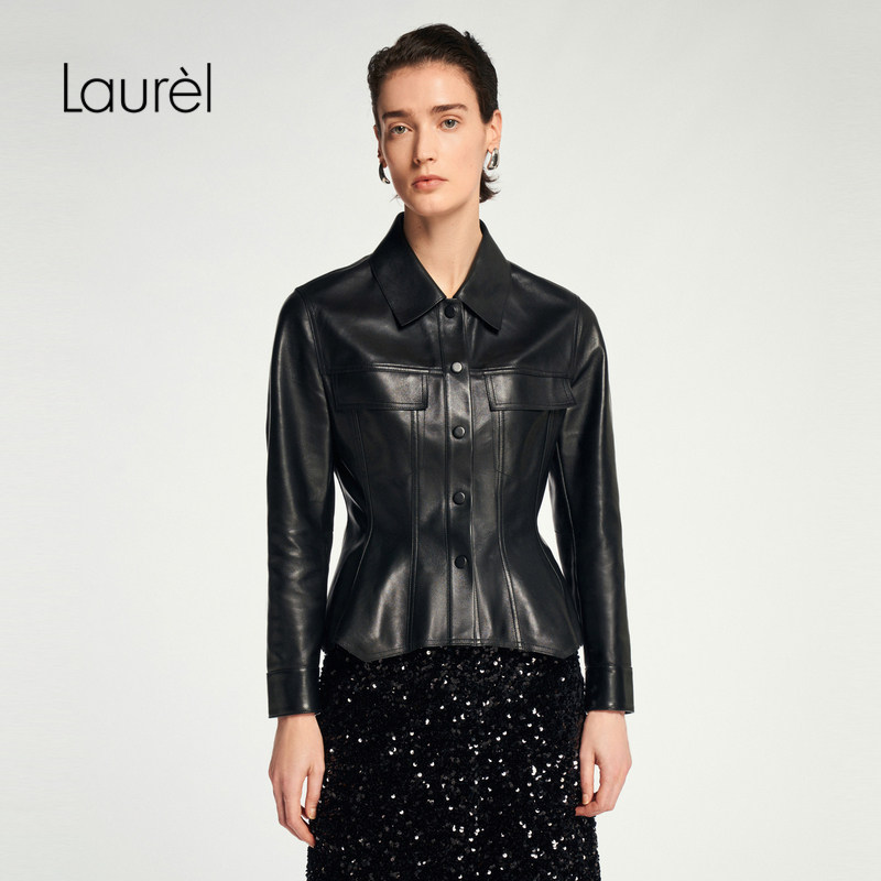 【羊皮革】Laurel劳芮新款摩登小羊皮皮衣女LWL353X01800