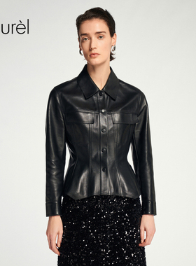 【羊皮革】Laurel劳芮新款摩登小羊皮皮衣女LWL353X01800
