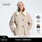 毛领驼绒收腰短款 Laurel劳芮新款 大衣LWL355D15500 绵羊毛