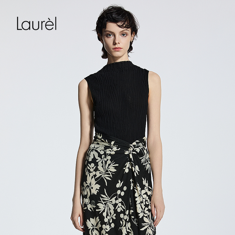 【长绒棉】Laurel劳芮25夏新款无袖圆领棉质针织衫女LWL355M09500