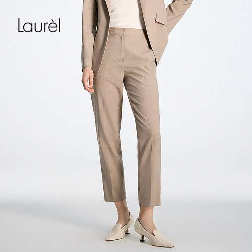【绵羊毛】Laurel劳芮新款条纹直筒西裤LWD365K011DX