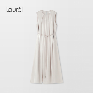 Laurel劳芮新款 系带连衣裙LWD365Y12700 缎面无袖