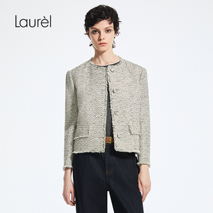 小香风圆领短外套女LWD365W011DX Laurel劳芮新款 长绒棉