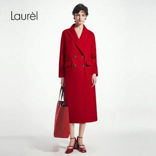 双排扣西装 Laurel劳芮26春新款 领毛呢大衣LWD356D054DX 山羊绒