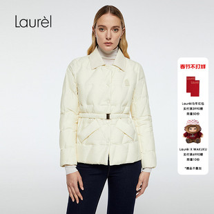 【白鹅绒】Laurel劳芮羊皮衬衫式轻盈收腰羽绒服LWD364L02600