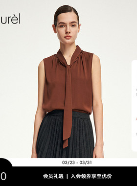 【桑蚕丝】Laurel劳芮可露丽无袖飘带真丝上衣LWD355C02500