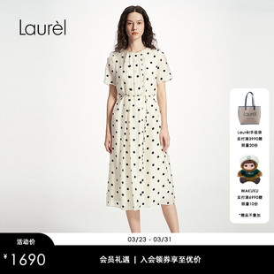 复古法式 Laurel劳芮新款 波点连衣裙女LWD351Y08200 莱赛尔